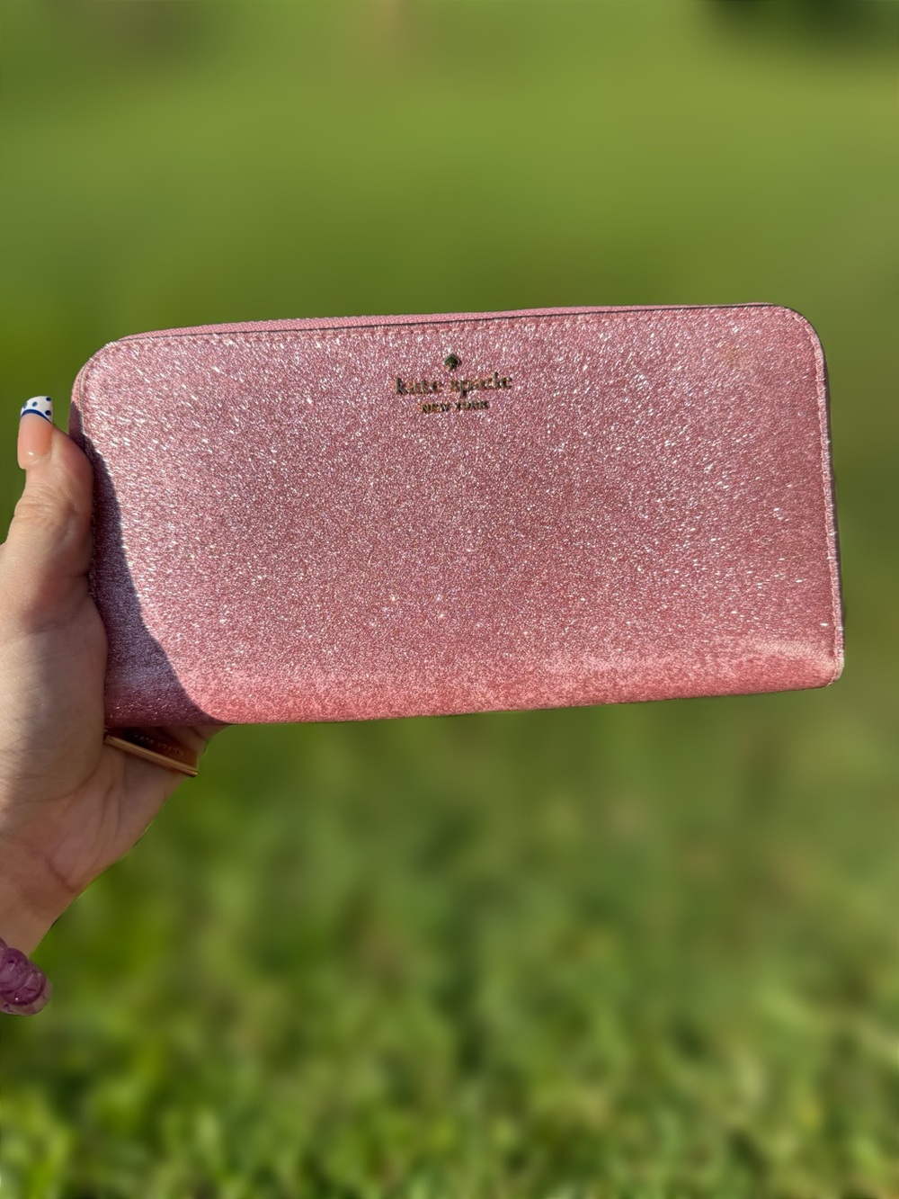 kate spade Tinsel Glitter Large Wallet in Pink